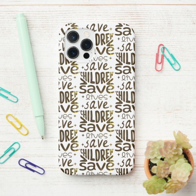 Funda Para iPhone Salven niños, salven vidas (En el escritorio)