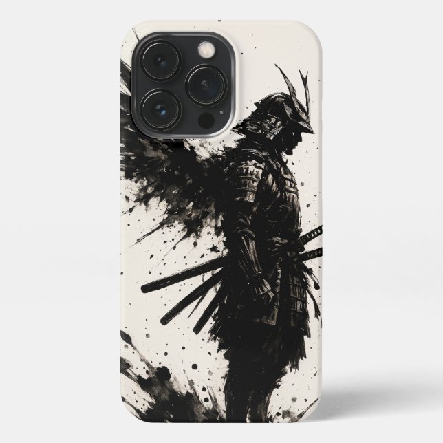 Funda Para iPhone Samurai Ink Art – Coque iPhone Guerrier avec Ailes (Reverso)