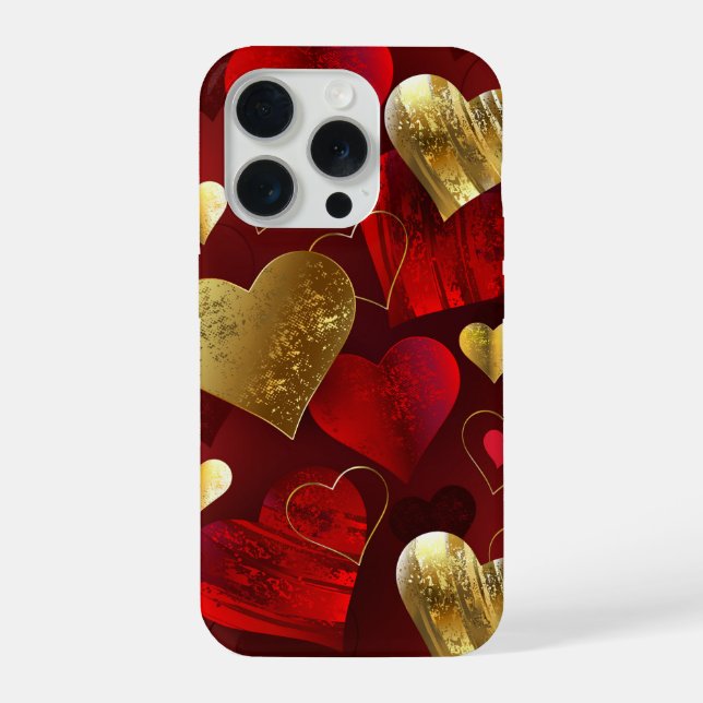 Funda Para iPhone San Valentines dorados y rojos (Reverso )