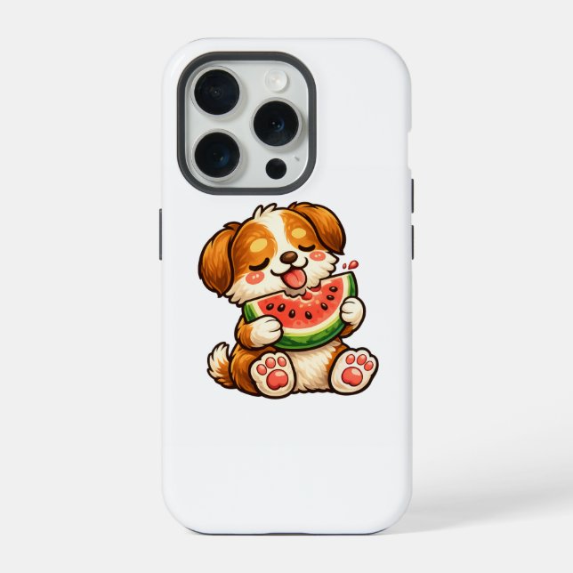 Funda Para iPhone Sandía de perro lindo (Reverso )