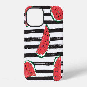 Funda Para iPhone 12 sandía rayada, patrón inoxidable vintage.