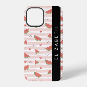 Funda Para iPhone 12 Pro sandías rojas, corazones, rayas, tu nombre