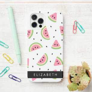Funda Para iPhone 12 Pro sandías rosas, semillas de sandía, tu nombre