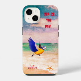 Funda Para iPhone 14 Sandy Beach Bird Sea Starfish