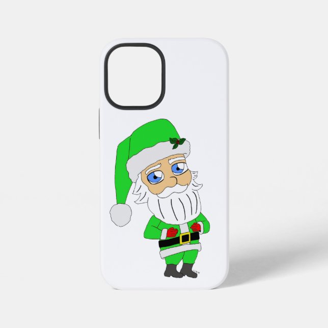 Funda Para iPhone Santa Chibi traje verde (Reverso )