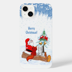 Funda Para iPhone 14 Plus Santa Claus con Fox de Conejo y Squirrel