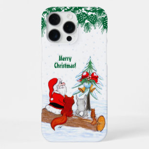 Funda Para iPhone 16 Pro Max Santa Claus con Fox de Conejo y Squirrel