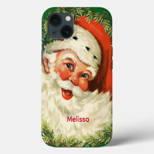 Santa Claus vintage con corona de pino