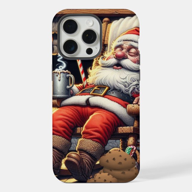 Funda Para iPhone Santa durmiendo Navidad (Reverso )