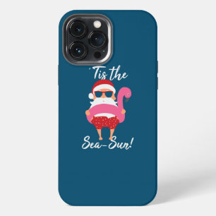 Funda Para iPhone 13 Pro Max Santa Flamingo Flota Es el Sol del Mar Navidad Div