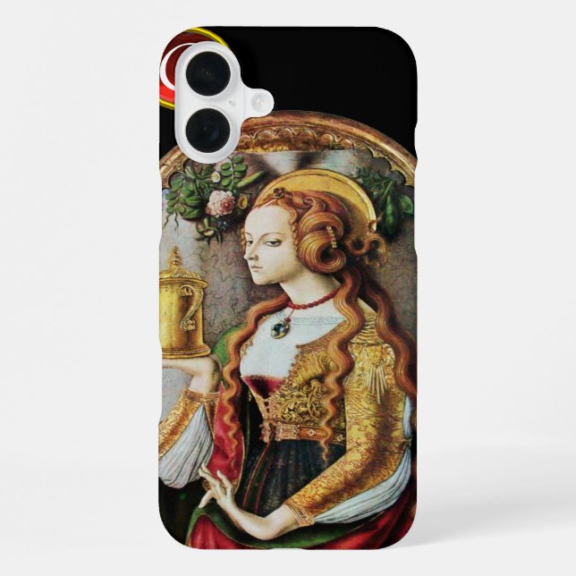 Funda Para iPhone SANTA MARÍA MAGDALENA Monograma de Rubí Negro (Reverso )