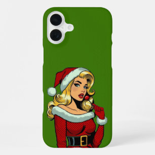 Funda Para iPhone 16 Plus Santa Pinup: Pop Art Glam