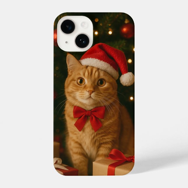 Funda Para iPhone Santa Ribbon Cat iPhone 14 Case (Reverso )