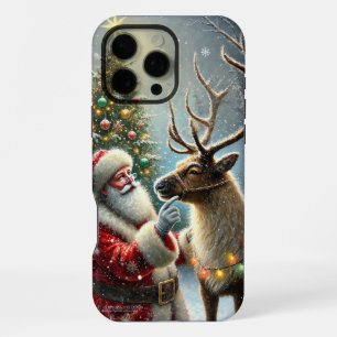 Funda Para iPhone 16 Pro Max Santa y Reno, Bosque Nevado, Árbol de Navidad 8