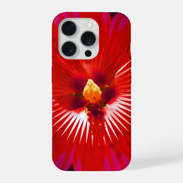 Funda Para iPhone "Scarlet Bloom: Red Hibiscus Kaleidoscope" (Reverso )