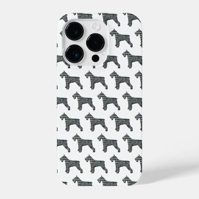 Funda Para iPhone Schnauzer Cute Dog Silhouette Grid White (Reverso )