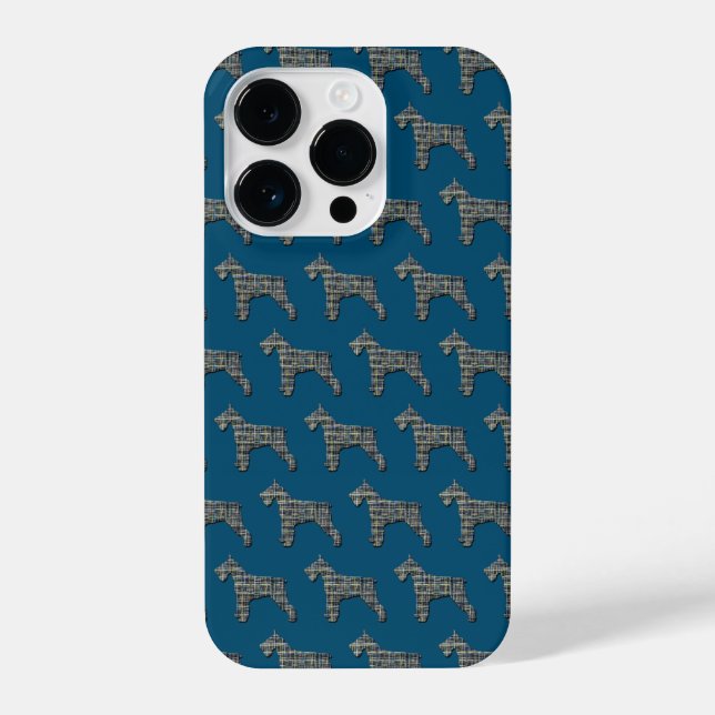 Funda Para iPhone Schnauzer Cute Perro Silhouette Blue (Reverso )