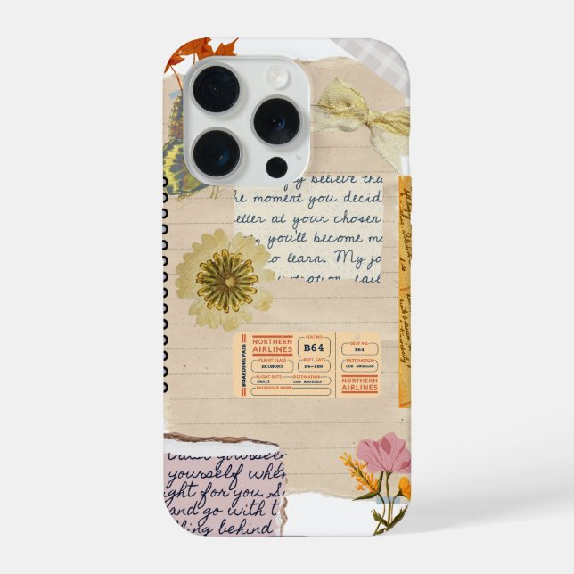 Funda Para iPhone Scrapbook Style Floral Journal Cover Case (Reverso )
