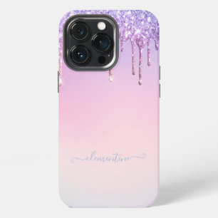 Funda Para iPhone 13 Pro script moderno femenino con brillo de purpurina de