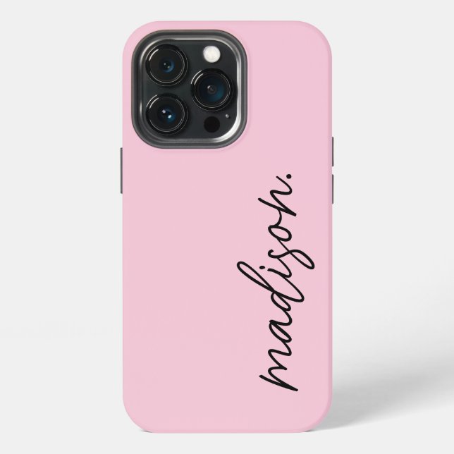 Funda Para iPhone Script Simple Moderno Elegante Rosa Rubor (Reverso )