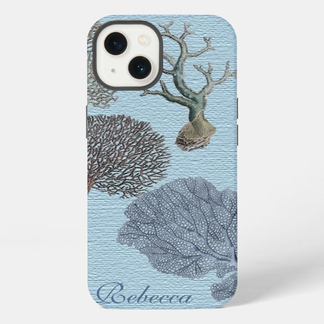 Funda Para iPhone Scripts Náutico chic costero playa Arrecife de Cor (Reverso )