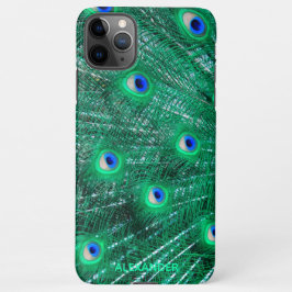 Funda Para iPhone 11Pro Max Se nombra la pluma azul Peacock personalizada