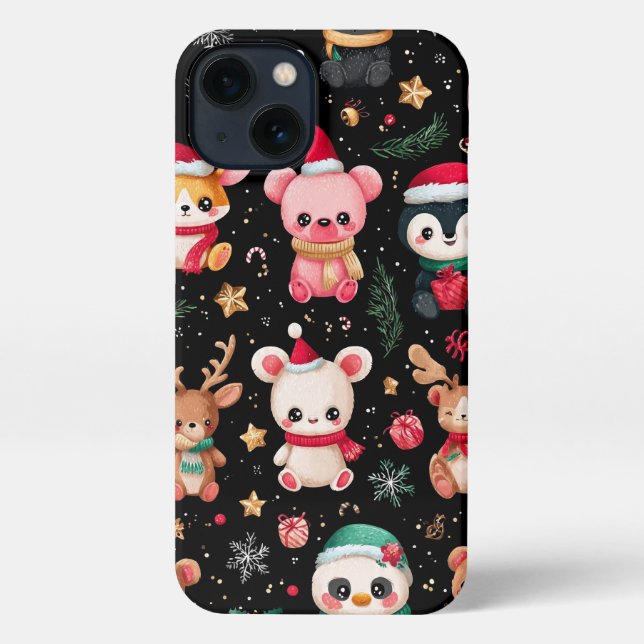 Funda Para iPhone Seamless Christmas pattern (Reverso )