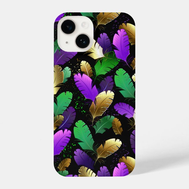 Funda Para iPhone Seamless Pattern with Mardi Gras feathers (Reverso )