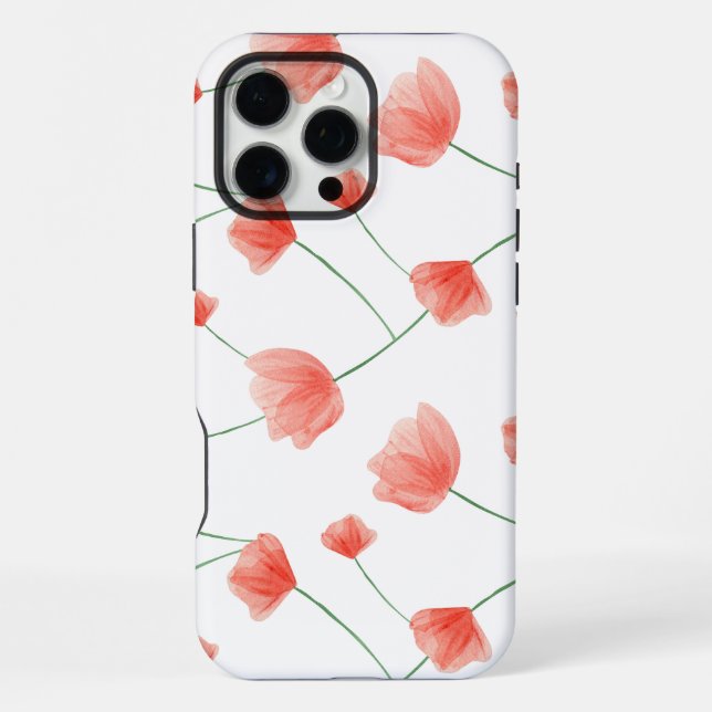 Funda Para iPhone Seamless poppies floral background (Reverso )