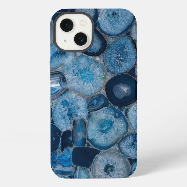 Funda Para iPhone Secciones de Geode de Agate Azul (Reverso )