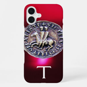 Funda Para iPhone 16 Plus SELLO DE LOS TEMPLARIOS MONOGRAMA burdeos