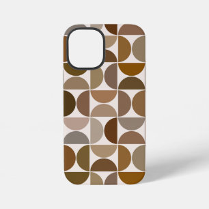 Funda Para iPhone 12 Mini Semicírculos MCM Marrones + Crema Patrón Grande