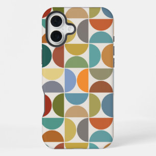 Funda Para iPhone 16 Plus Semicírculos MCM Patrón Grande Color sobre Crema