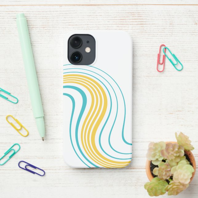 Funda Para iPhone Sencillo Swirl - Turquesa y Amarillo (En el escritorio)