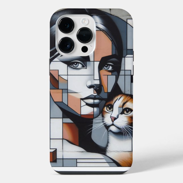 Funda Para iPhone Señora Gato con Grafitis (Reverso )