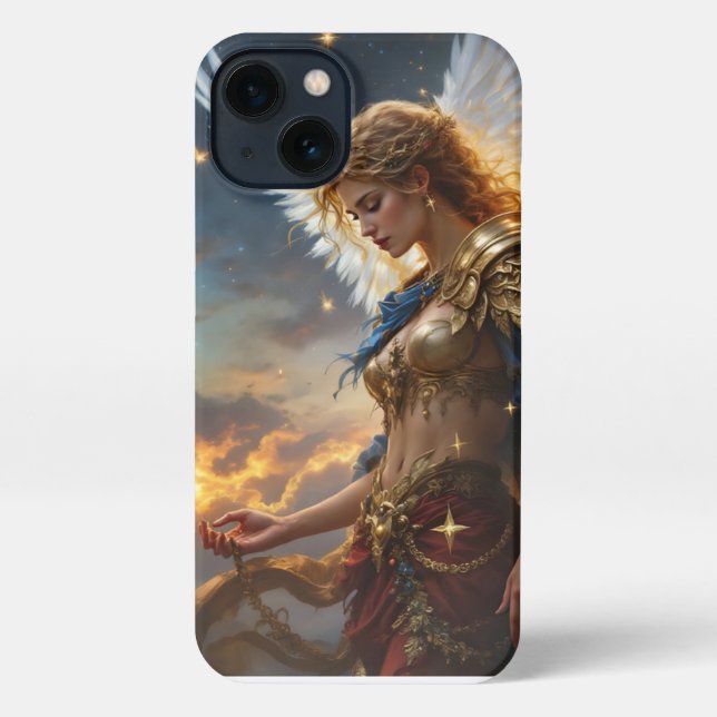 Funda Para iPhone Sentinel celeste - Ángel del Amanecer y Divino Jus (Reverso )