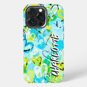 Funda Para iPhone 13 Pro Serenata de Cielo Soleado: Corazones de Grafiti Az