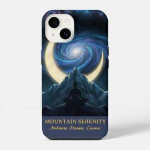 Funda Para iPhone 14 Serenidad Montañosa Meditación Cósmica, Luna Creci