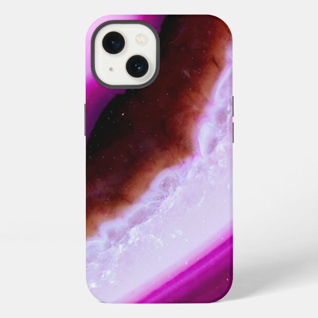 Funda Para iPhone Serie Piedras Preciosas Ágata Púrpura Con Cuarzo (Reverso )