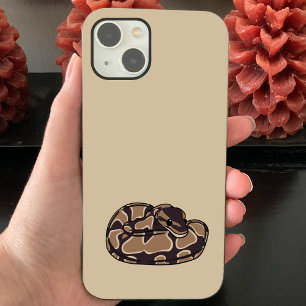 Funda Para iPhone 14 Serpiente Pitón de Bola, Marrón y Beige Ilustrada