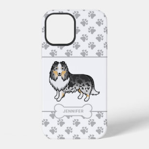 Funda Para iPhone 12 Sheltie Blue Merle Con Patas, Hueso De Perro Y Nom