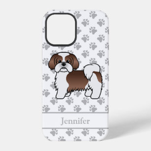 Funda Para iPhone 12 Pro Shih Tzu de dibujos animados de hígado y blanco &