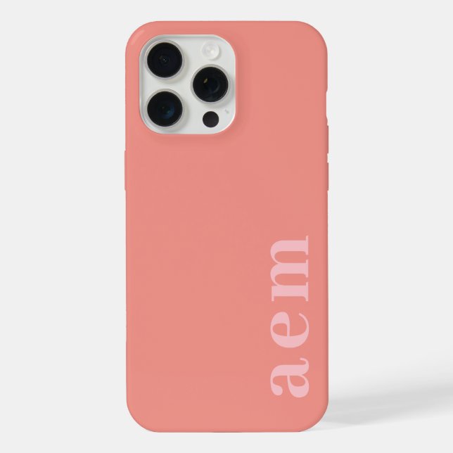 Funda Para iPhone Side Monogram Initials Pink Minimalist (Reverso )