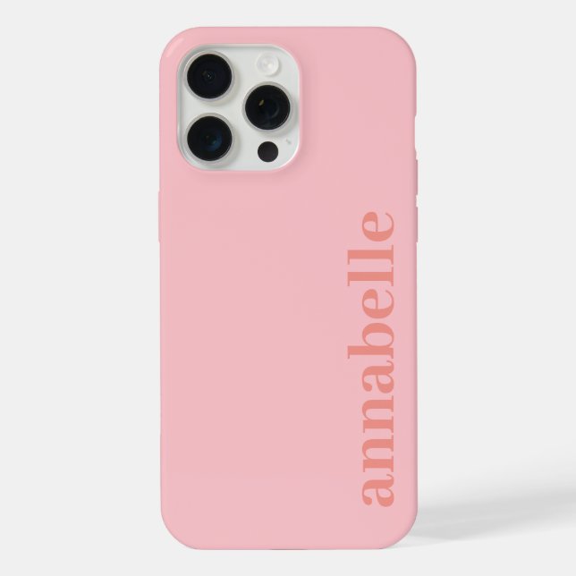 Funda Para iPhone Side Monogram Name Pink Minimalist (Reverso )