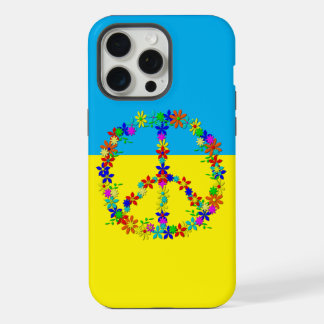 Signo de paz con flores, bandera ucraniana