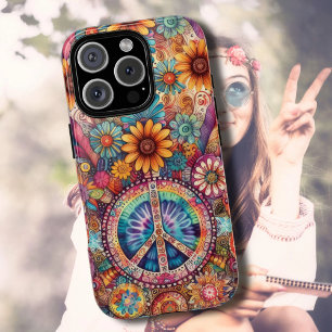 Funda Para iPhone 13 Pro Signo de Paz Retro Groovy con Tie Dye Hippie