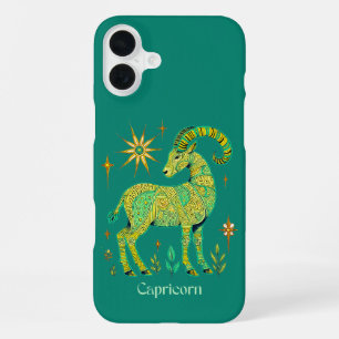 Funda Para iPhone 16 Plus Signo zodiacal Capricornio en patrones intrincados
