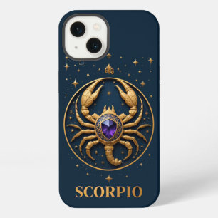 Signo zodiacal Escorpio dorado con joya y estrella