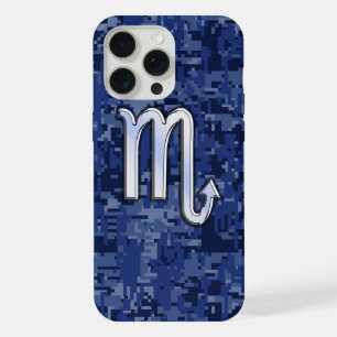 Signo zodiacal Escorpio plateado sobre camuflaje a