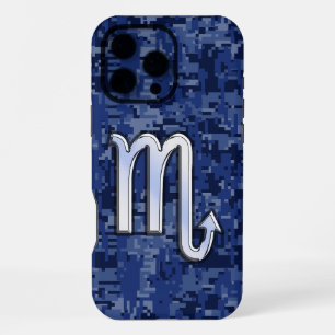 Funda Para iPhone 16 Pro Max Signo zodiacal Escorpio plateado sobre camuflaje a